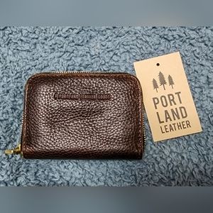 NEW Portland Leather Goods Small Zip Wallet Coldbrew NWT